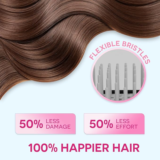 Bautero Brush Detangler Brush for Wet & Dry Hair, Pain-Free Brushing on All Hair Types, Knot Removal, Vented Hair Brush, Juni Midnight