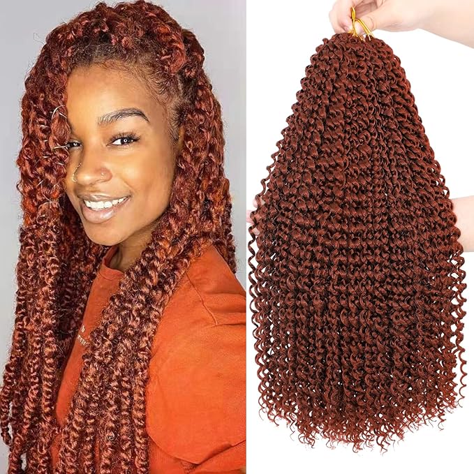Dansama Passion Twist Hair 6 Packs Water Wave Braiding Hair for Butterfly Style Crochet Braids Bohemian Hair Extensions (18inch, #350, Economy Pack)