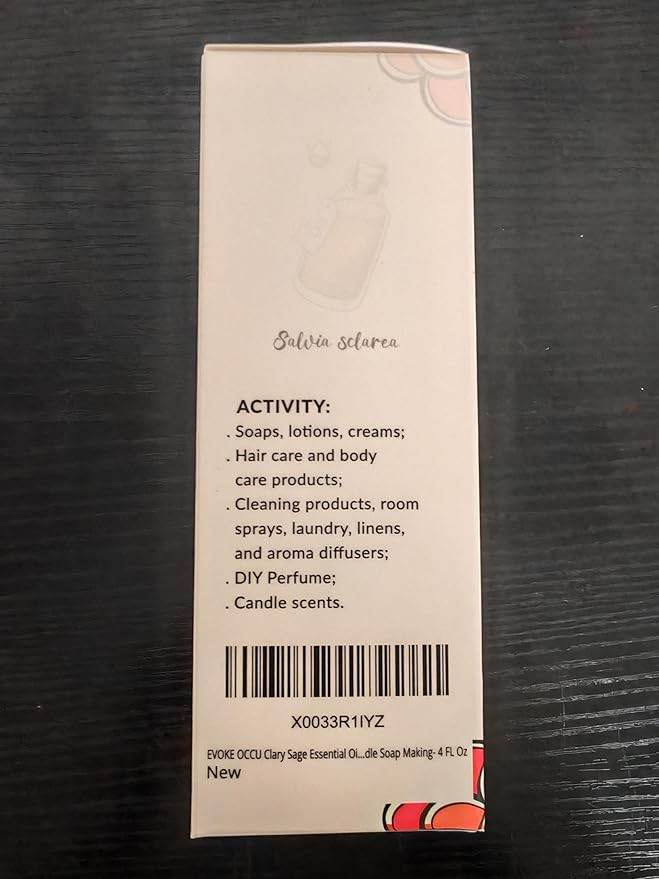 EVOKE OCCU Clary Sage Oil Essential Oil for Relaxation, Moisturize Skin, Air Freshening, Add to Spray and Diffuser - 4 FL Oz