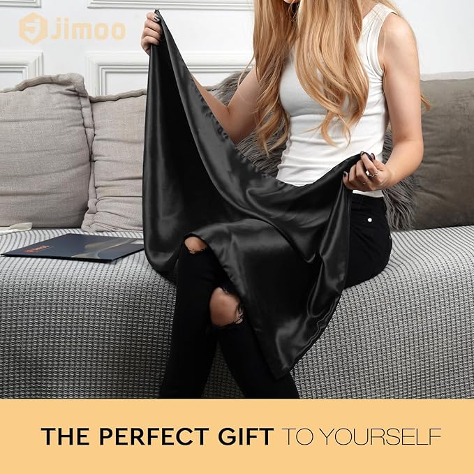 100% Mulberry Silk Pillowcase for Hair and Skin, 22 Momme Pure Natural Silk Pillow Case Both Sided with Zipper, Pillow Cover for Women Mom Men (Black, Queen 20''×30'', 1 Pack)