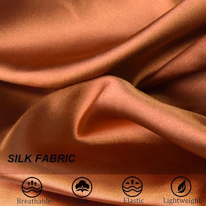 Silk Bonnet for Sleeping Satin Bonnets Double Layer Reversible Hair Cap Bonnet for Women Long Curly Braid Hair (Copper)