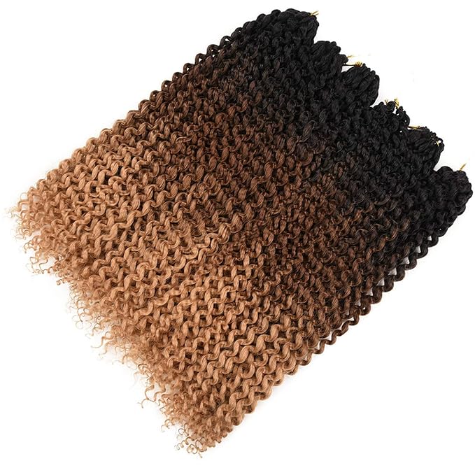 7 Packs Passion Twist Hair Braids 18 Inch Water Wave Synthetic Hair for Passion Twist Crochet Braiding Hair Goddess Locs Long Bohemian Curly (18inch, Ombre brown blonde)