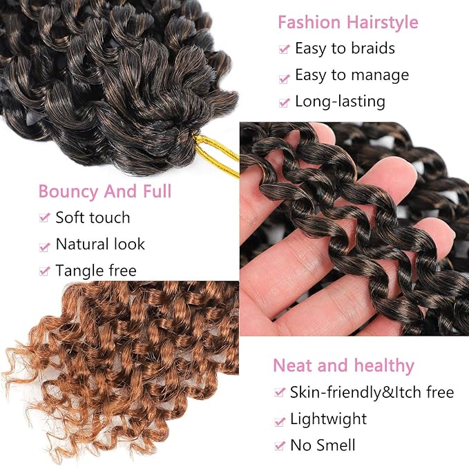 Passion Twist Hair 18 Inch 8 Packs Passion Twist Crochet Hair For Women Curly Braiding Hair For Butterfly Locs Long Bohemian Synthetic Hair Extension (18 Inch (Pack of 8), T30)