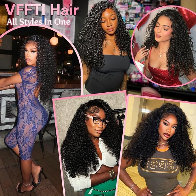 Half Wig Human Hair Water Wave 20 Inch Wear Go Glueless Wigs 3 In 1 Curly Half Wig Human Hair 200 Density Wet and Wavy Drawstring Seamless Flip Over Wigs for Black Women Beginner Friendly