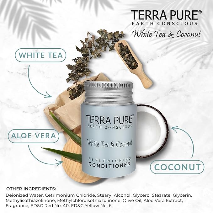 Terra Pure White Tea & Coconut Conditioner, Travel Size Hotel Amenities, 1 oz. (Case of 300)