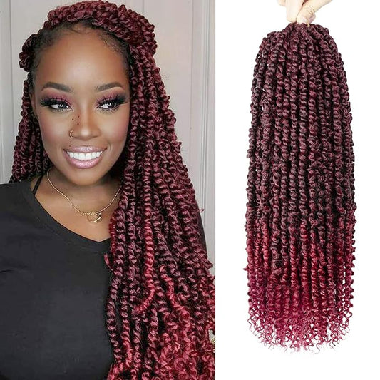 Passion Twist Hair - 8 Packs 18 Inch Passion Twist Crochet Hair For Women, Crochet Pretwisted Curly Hair Passion Twists Synthetic Braiding Hair Extensions (18 Inch 8 Packs, TBUG)