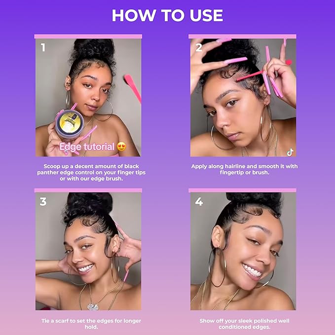 Black Panther Edge Control Gel For 4C Natural And Relaxed Hair, Enriched With Multi Vitamins, Non-Greasy, Non-Flaking, No White Cast, 24 hrs hold, Supports Hair Growth, Protective Hair Types