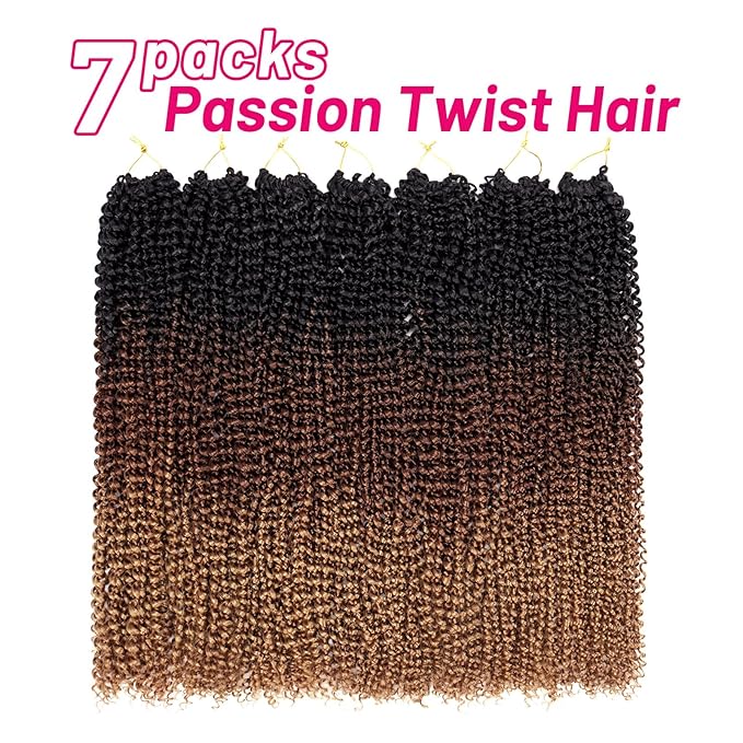 Dorsanee Ombre Passion Twist Hair 24 Inch 7 Packs Water Wave Crochet Hair Long Bohemian Curly Braiding Hair for Butterfly Locs, Faux Locs, Boho Style Spring Twist Crochet Braids (1B/30/27#)