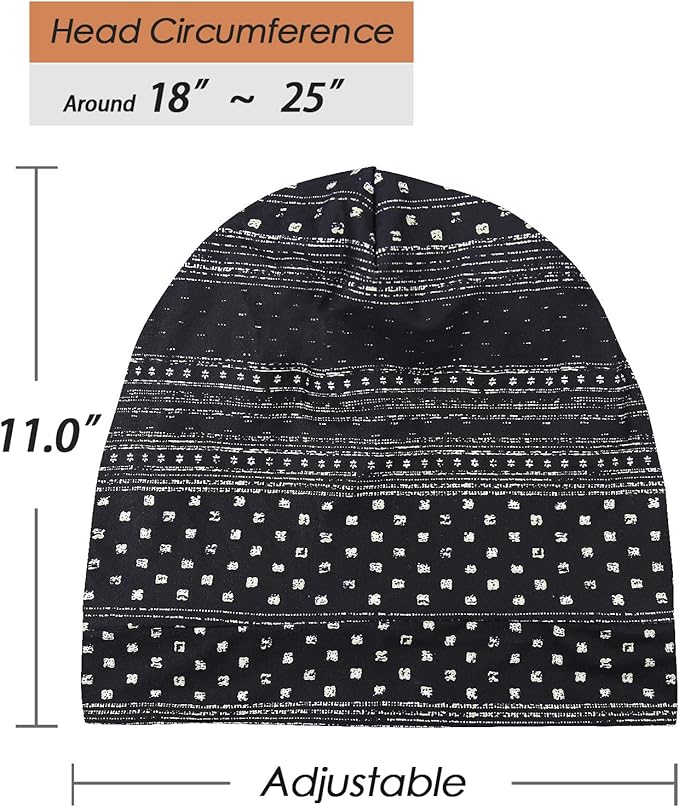 Adjustable Satin Lined Sleep Cap for Dreadlocks Curly Hair Large Head-Stay On Overnight