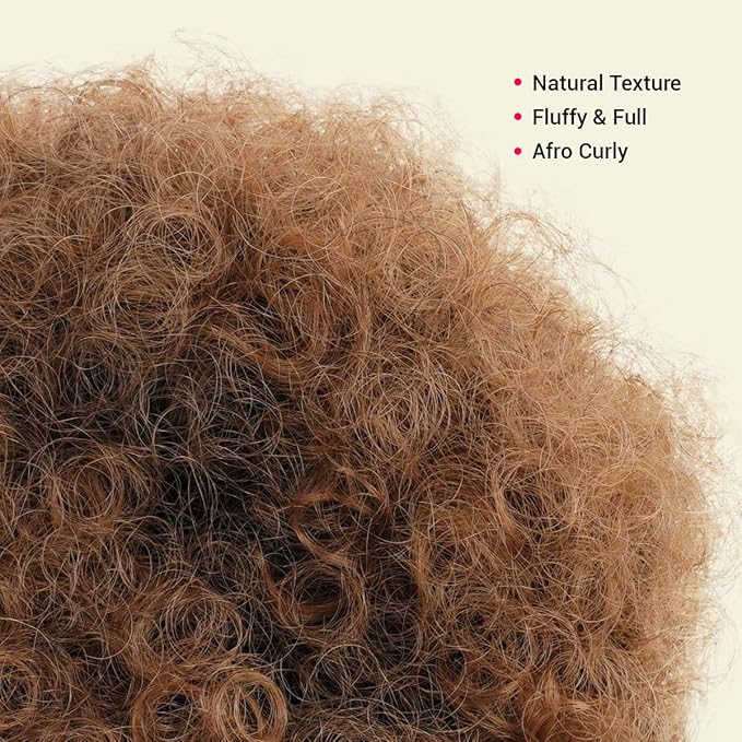 GLAM21USA Afro Puff Drawstring Ponytail Retro Kinky Curly Ponytail Wig Clip in Bun Hair Piece for Black Women Synthetic Hair Extension (SMALL, T1B/30)