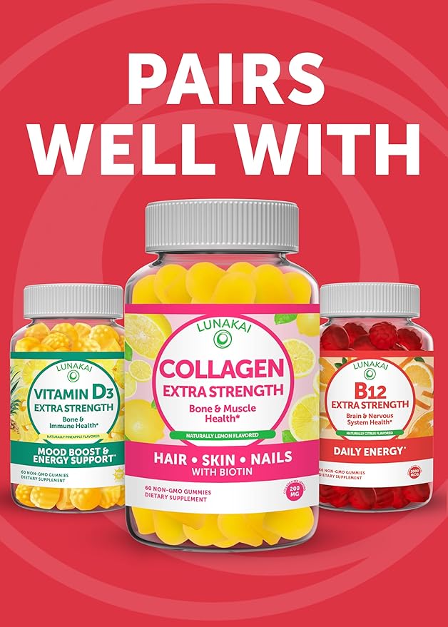 Lunakai USA Made Biotin Gummies 5000mcg with Vitamin C & E - Delicious Hair Skin Nails Vitamins for Women, Non-GMO, Hair Growth Supplement - 6 Pack