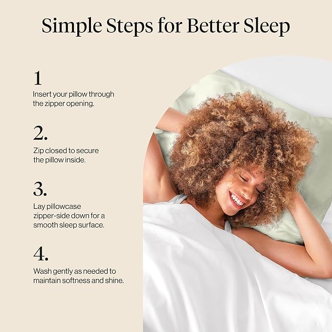 Kitsch Satin Pillowcase with Zipper for Hair & Skin, Softer Than Silk Pillow Cases Queen, Wrinkle-Free, Smooth and Cooling Satin Pillow Covers, Standard Size 19"x26" - Sage