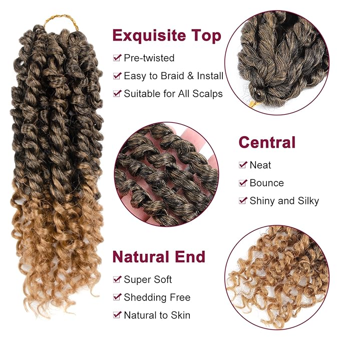 Passion Twist Hair - 8 Packs 6 Inch Passion Twist Crochet Hair For Women, Crochet Pretwisted Curly Hair Passion Twists Synthetic Braiding Hair Extensions(6 Inch 8 Packs, T27)