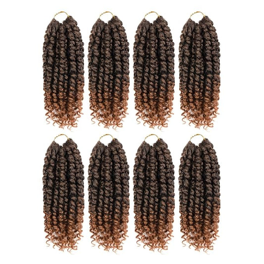 Passion Twist Hair - 8 Packs 8 Inch Passion Twist Crochet Hair For Women, Crochet Pretwisted Curly Hair Passion Twists Synthetic Braiding Hair Extensions(8 Inch 8 Packs, T30)
