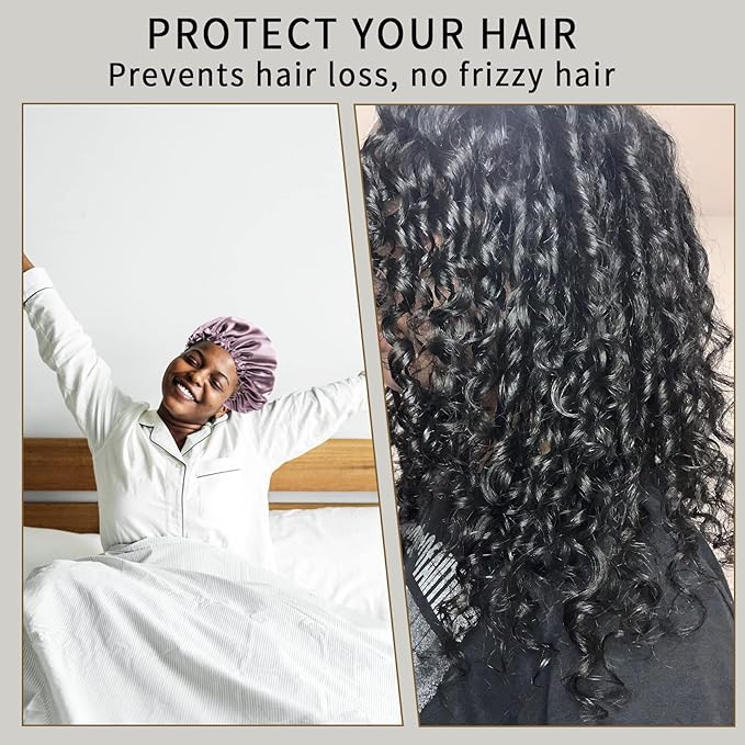 RedJoe 22 Momme 100% Mulberry Silk Bonnet Hair Wrap for Sleeping, Adjustable Silk Scrunchies Sleep Cap for Women Men Hair Care, Head Scarf Night Caps with Elastic Stay On Head, 1Pc(Blush Pink,Black)