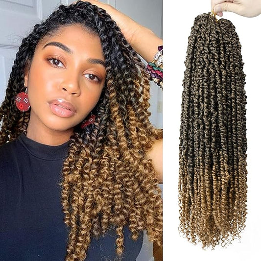 Passion Twist Hair - 8 Packs 20 Inch Passion Twist Crochet Hair For Women, Crochet Pretwisted Curly Hair Passion Twists Synthetic Braiding Hair Extensions (20 Inch 8 Packs, T27)