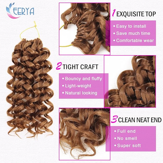 7 Packs GoGo Curl Crochet Hair 8 Inch Short Curly Crochet Hair for Women Deep Wave Beach Curl Crochet Braids Synthetic Braiding Hair Extensions(8 Inch, #30)