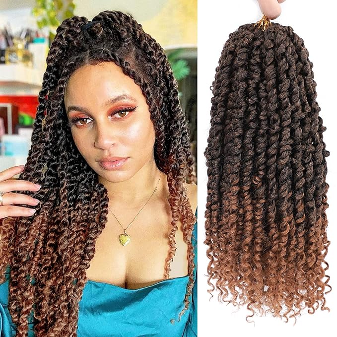 NAYOO Passion Twist Hair - 8 Packs 16 Inch Water Wave Crochet Hair,Passion Twist Crochet Hair For Women Long Passion Twists Synthetic Braiding Hair Extensions(16 Inch 8 Packs,T30)