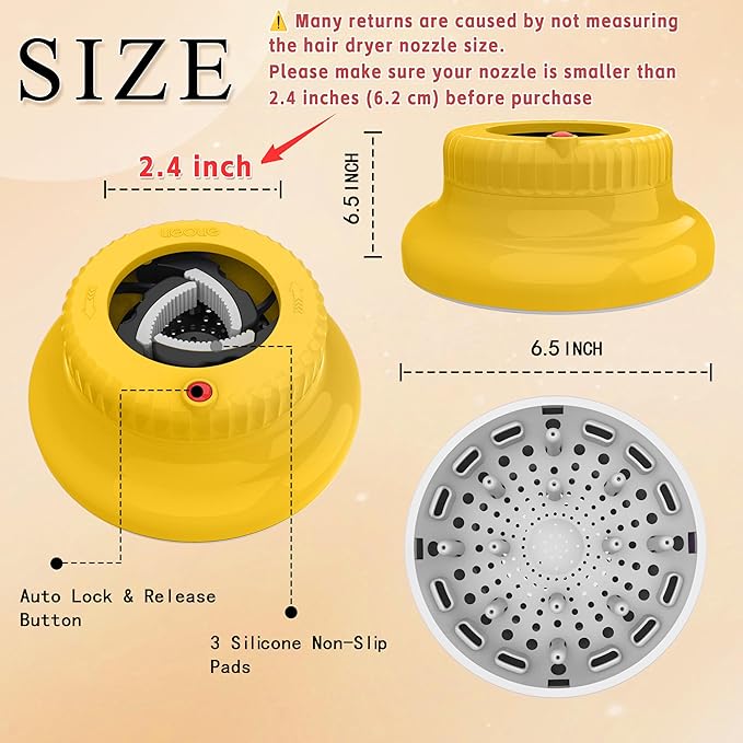 Universal Curly Hair Diffuser,for Curly and Natural Wavy Hairr (Yellow)