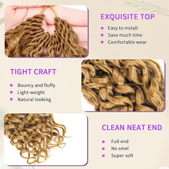 Gogo Curl Crochet Hair Protein Fiber Close to Human Hair 12 Inch 7 Packs Pre looped Water Wave Crochet Hair Deep Twist Synthetic Braiding Hair for Women (27#, 12Inch)