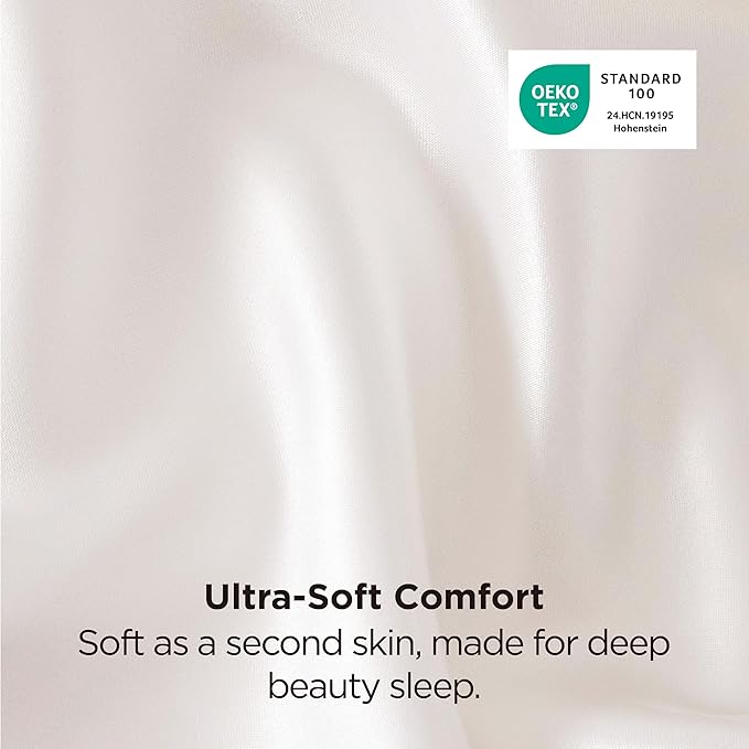 Bedsure King Size Satin Pillowcase Set of 2 - Ivory Silky Pillow Cases for Hair and Skin with Envelope Closure, Similar to Silk Pillow Cases, Gifts for Women Men, 20x36 Inches, 2pcs