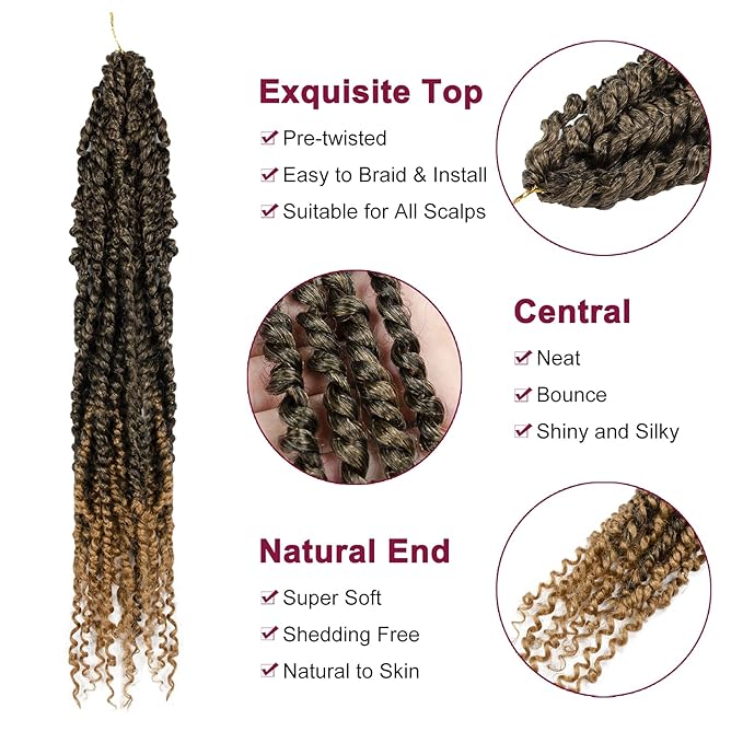 Passion Twist Hair - 8 Packs 22 Inch Passion Twist Crochet Hair For Women, Crochet Pretwisted Curly Hair Passion Twists Synthetic Braiding Hair Extensions (22 Inch 8 Packs, T27)