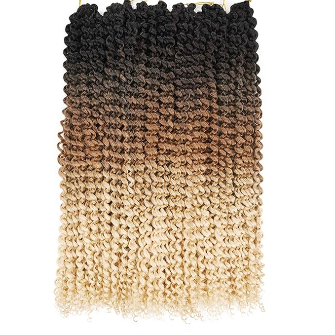 7 Packs Passion Twist Hair 22 Inch Water Wave Synthetic Curly Braids for Passion Twist Crochet Braiding Hair Long Bohemian Curly Hair (22inch, 1B/brown/honey blonde)