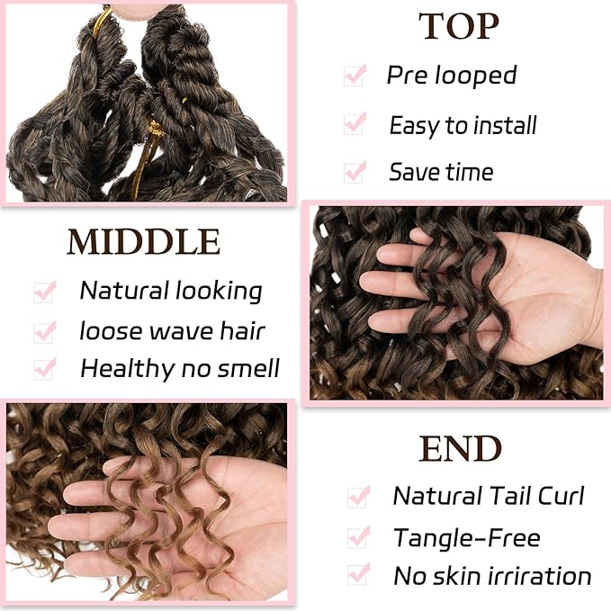 10 Inch Gogo Curl Crochet Hair Short Curly Crochet Hair Deep Wave Beach Curl Crochet hair Water Wave Curly Crochet Braids Hair Synthetic Braiding Hair Extensions for Women (16Strands/pack T27#)
