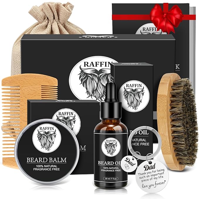 Gifts for Dad, Beard Kit & Keychain - Practical & Thoughtful Combo, Birthday/Christmas Gifts for Dad/Stepdad/Father/Daddy, Men's Self-care Set & Constant Keepsake, Dad Gifts from Kids Son Daughter
