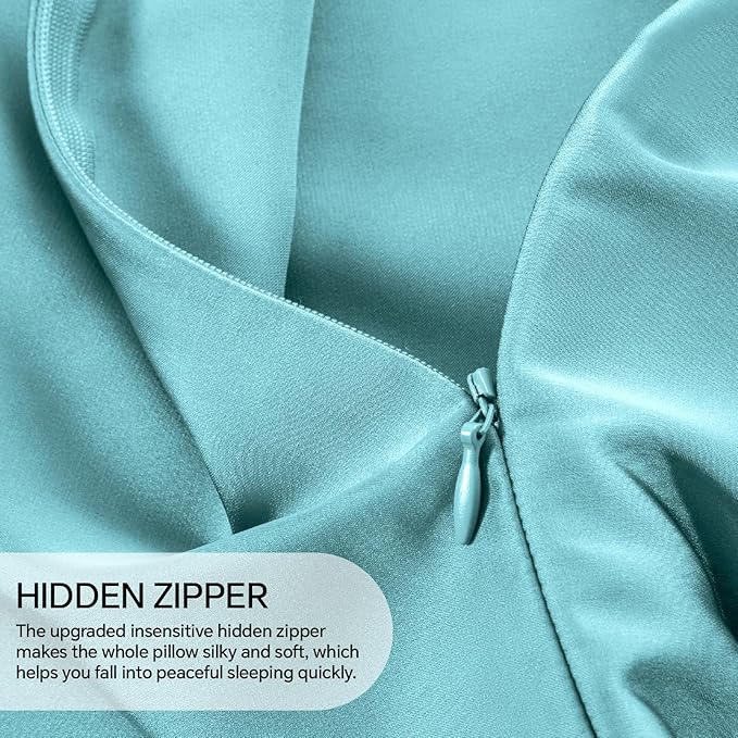 INFIIXSO Mulberry Silk Pillowcase for Hair and Skin, Silk Pillow Cases King Size with Hidden Zipper 20"x40", Extraordinary Smooth and Soft Cooling Pillow Cases for Hot Sleepers(Ocean Mist, 1 Pack)