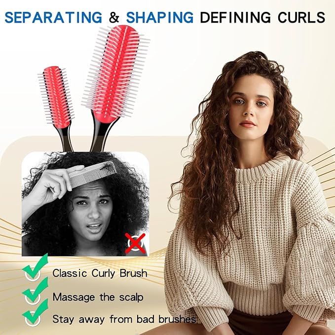 Curly Hair Brush for Women Men Curl Defining Hairbrush Small Mini Detangler Edge Combs Barber Styling Tools Travel Accessories Cruise Ship Essential 2028 Beach Vacation Must Have Gift