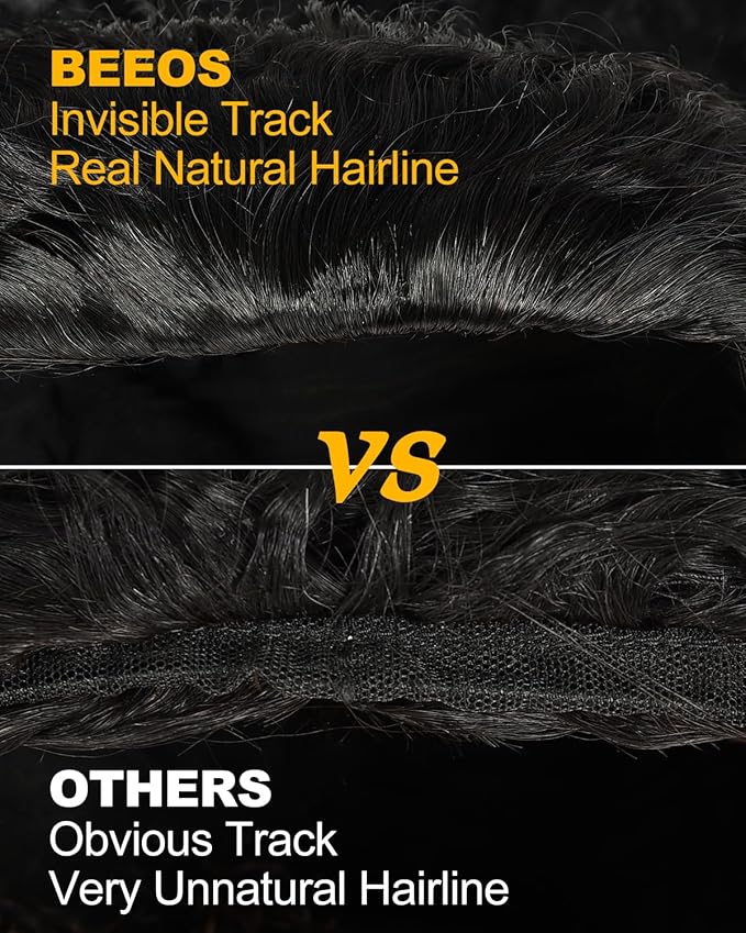 BEEOS Curly Half Wig Human Hair, 180% Density 3 In 1 Drawstring Glueless Wigs for Women, Seamless Flip Over Non-Slip True to Length 22 Inch