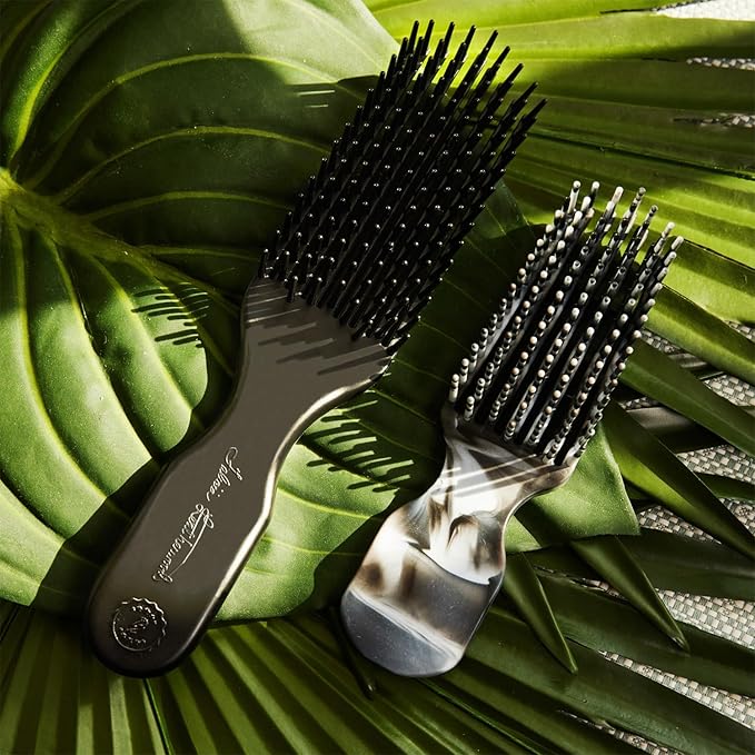 Black Detangler Brush by Felicia Leatherwood - For Kinky, Curly, Wavy 4c or Straight Hair - Tame Your Tangles Smooth Your Coils - Pain Free for All Ages