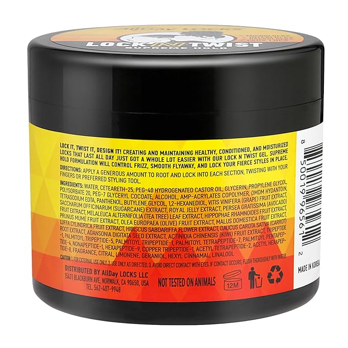 AllDay Locks Lock N Twist (10 oz) | Supreme Hold, No Frizz or Flaking | Hydrating, Nourishing Locking Gel | Grape & Avocado-Infused | Lock & Twist Braids, Locks, Twists, Cornrows | 10 oz