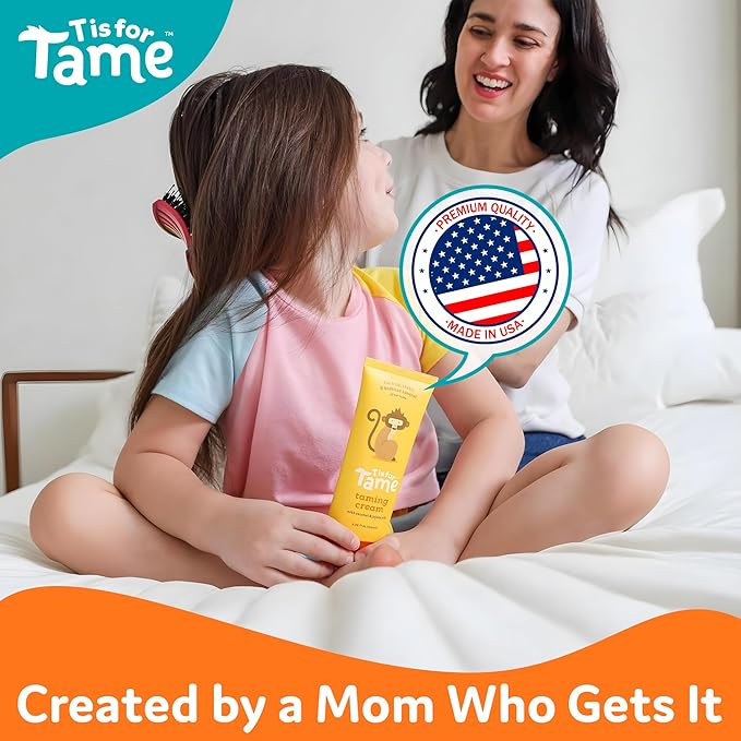 T is for Tame - Hair Taming Cream for Kids, All-Natural for Frizz & Flyaways, Coconut Oil, Leave-in Cream for Babies & Toddlers, Straight or Curly