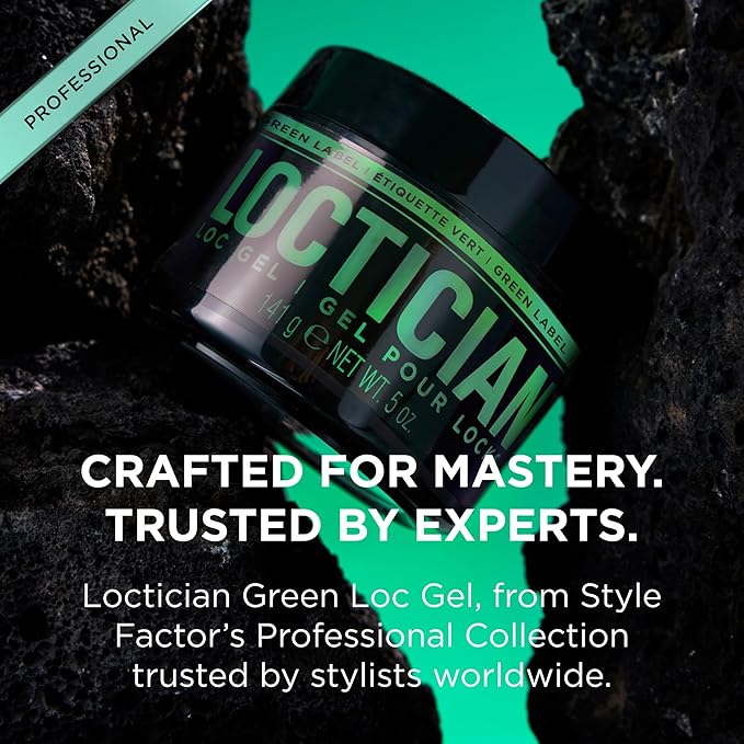 Style Factor Loctician Green 5 oz - Premium Pomade with Buriti & Avocado Oils Max Hold, Unscented, Clean, Expert Styling Gel for Locs, Twists, Braids for All Hair Types