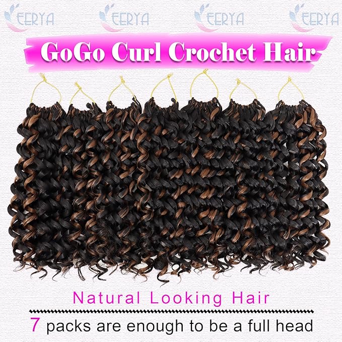 7 Packs GoGo Curl Crochet Hair 12 Inch Short Curly Crochet Hair for Women Water Wave Beach Curl Deep Twist Crochet Braids Synthetic Braiding Hair Extensions (12 Inch, P30)