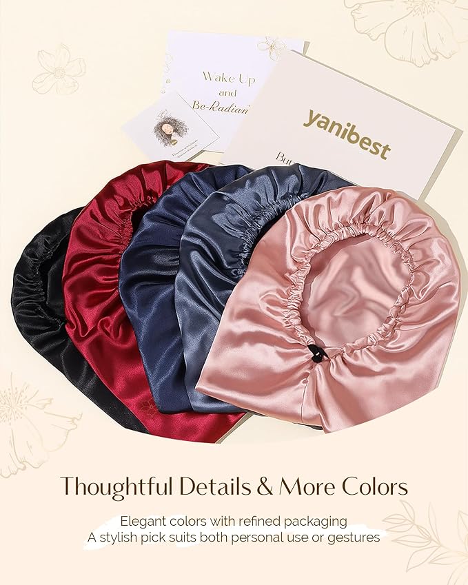 YANIBEST Long Bonnet Braid Bonnet for Sleeping Adjustable Satin Silk Bonnet for Braids Sleep Bonnet for Women Locs Wine Red