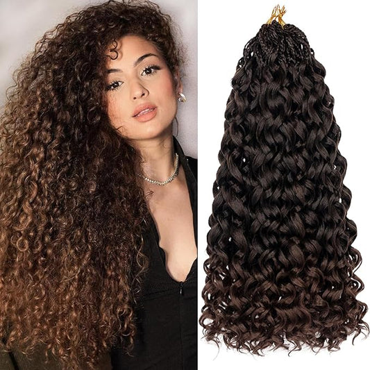 XTREND 18 Inch Gogo Curl Crochet Hair, 8 Packs, Pre-looped Ocean Wave, Beach Curl, Bohemian Water Wave, Curly Synthetic Braiding Hair for Women, 16Strands/pack, T30#