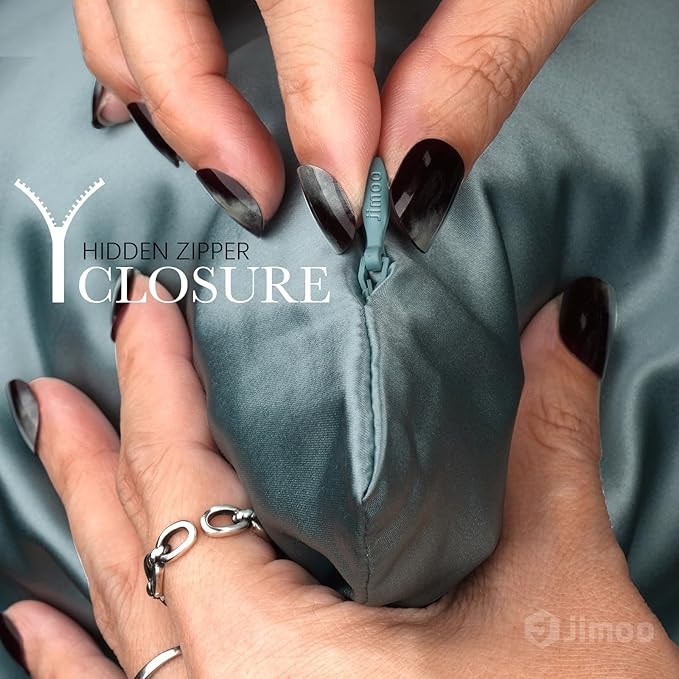 100% Mulberry Silk Pillowcase for Hair and Skin, 22 Momme Pure Natural Silk Pillow Case Both Sided with Zipper, Pillow Cover for Women Mom Men (Airy Blue, Standard 20''×26'', 1 Pack)