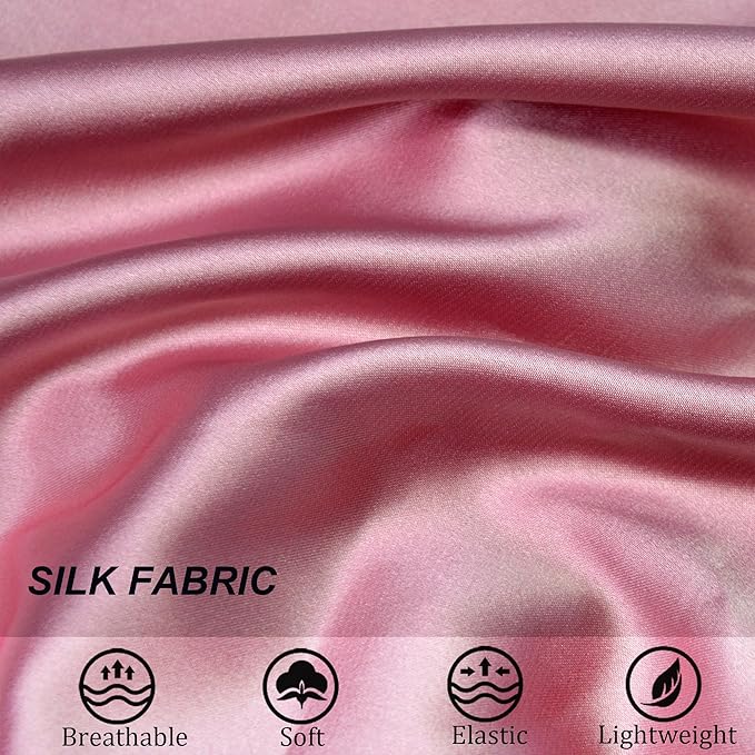 Silk Bonnet for Sleeping Satin Bonnets Double Layer Reversible Hair Cap Bonnet for Women Long Curly Braid Hair (Dusty Pink)