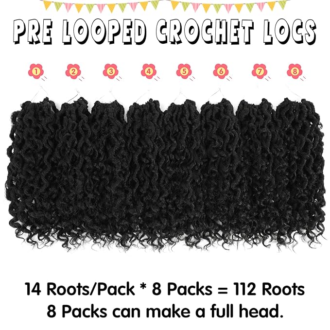 Fulcrum Goddess Locs Crochet Hair 10 Inch, 8 Packs New Faux Locs Crochet Hair for Black Women, Crochet locs with Curly Ends (10Inch (Pack of 8), 1#)