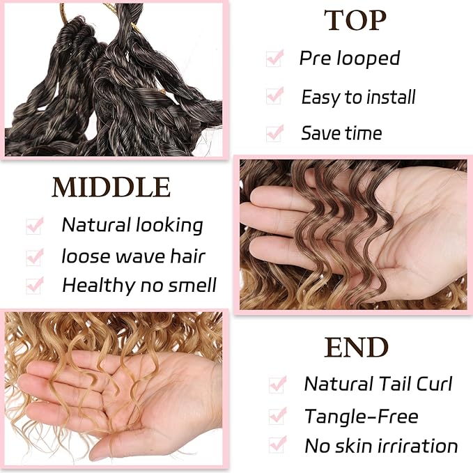 XTREND 10 Inch Gogo Curl Crochet Hair, 8 Packs, Pre-looped Deep Wave, Natural Water Wave, Curly Beach Curl, Box Braids, Braiding Hair Extensions for Women (16Strands/pack 1B3027#)