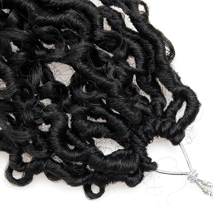 Goddess Locs Crochet Hair Short Curly Boho Faux Locs 10Inch 8Packs Pre-looped River Hippie Bohemian Loc Crochet Braids for Black Women (1B, 10inch(Pack of 8))