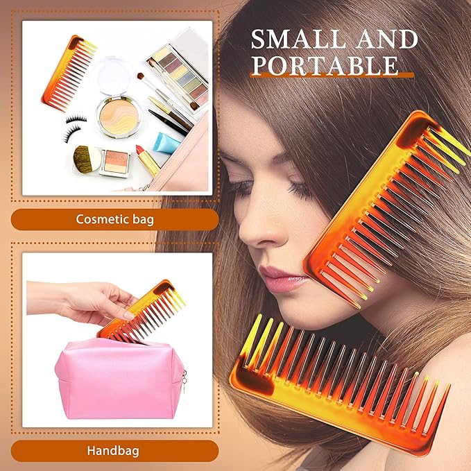 Patelai Wide Tooth Comb Large Hair Detangling Comb for Curly, Wet Dry Hair, No Handle Detangler Accessories(Dark Brown)