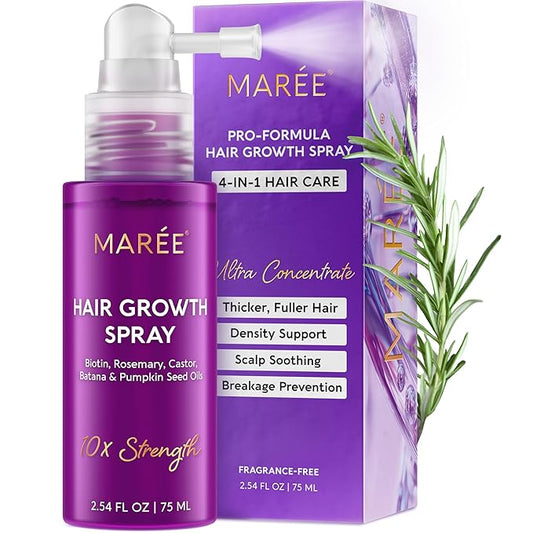 MAREE Hair Growth Spray – Caffeine, Batana, Castor & Rosemary Oil for Hair Growth – Products for Women & Men – Hair Oils for Hair Growth – Hair Thickening Spray for Roots – Hair Regrowth & Scalp Care