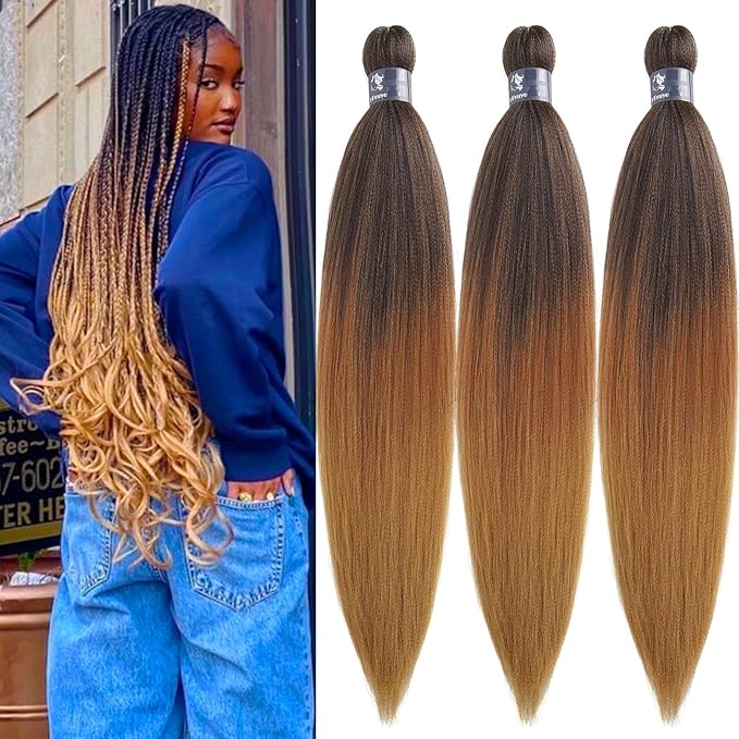 1B/30/27 Ombre Braiding Hair Pre Stretched Kids Kanekalo Braiding Hair Extensions for Braiding Box Braids Knotless Prestretched Pre Sectioned Braiding Hair Ombre 26 inch