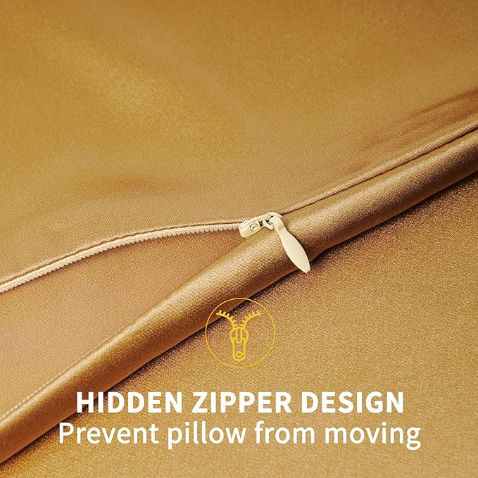 ZIMASILK 100% Pure Mulberry Silk Pillowcase for Hair and Skin Health,Soft and Smooth,Both Sides Premium Grade 6A Silk,600 Thread Count,with Hidden Zipper,1pc (King 20''x36'',Golden)
