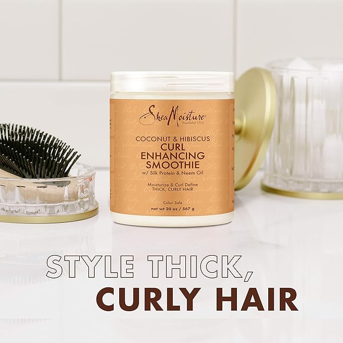 SheaMoisture Curl Enhancing Smoothie Hair Cream Coconut and Hibiscus for Thick, Curly Hair Sulfate Free and Paraben Free Curl Cream 20 oz