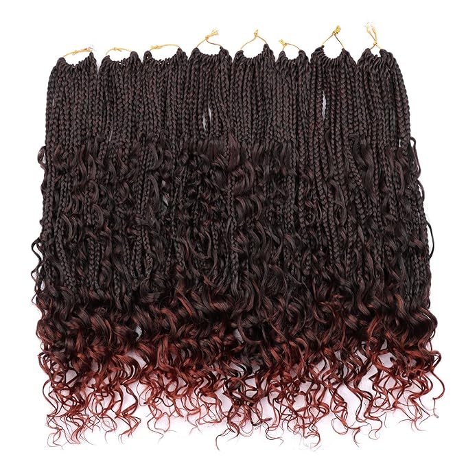 18 inch Goddess Box Braids Crochet Hair for Black Women 8 Packs Crochet Box Braids Pre-looped Boho Box Braids Crochet Braids Synthetic Braiding T350